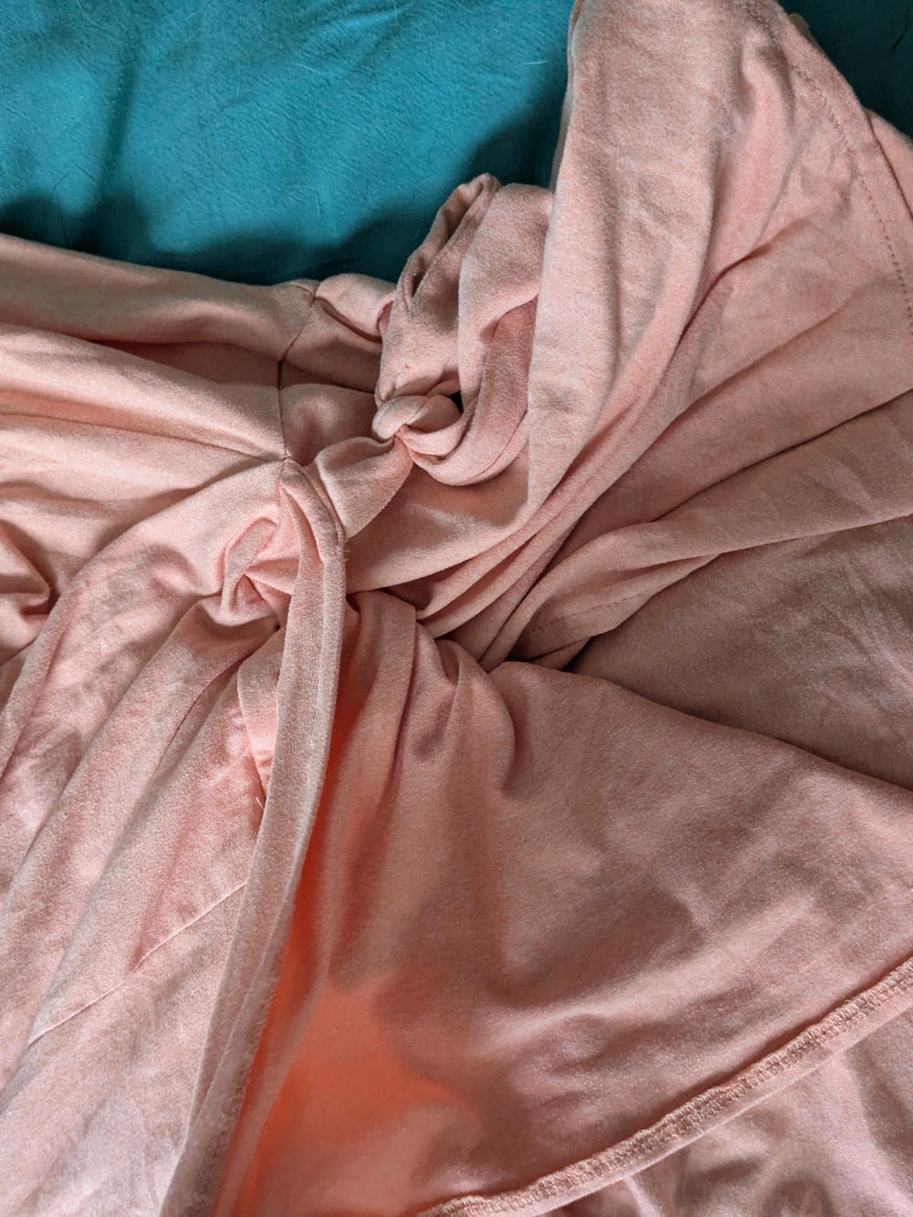 Peach Wrap Tie-Front Top Flutter Sleeves Ruffle Bottom Alex And Parker Size S - Picture 6 of 7